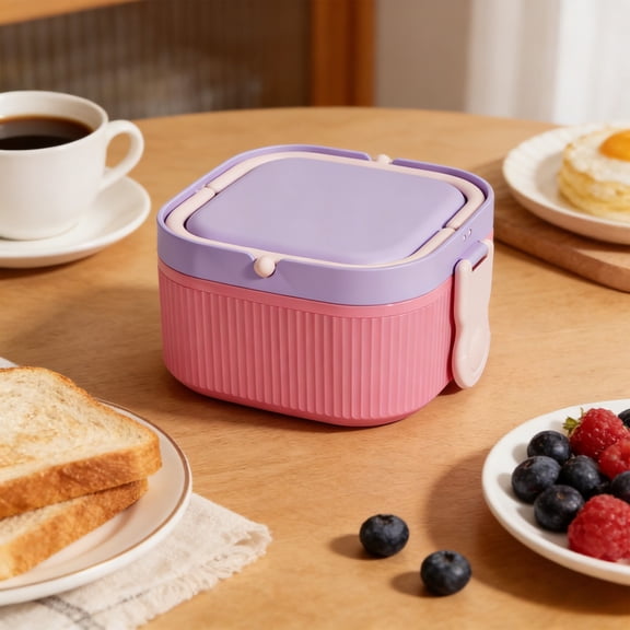 Microwave-Safe Plastic Lunch Box with Lid | Food-Grade Fresh-Keeping Container | Square Bento Box with Sealed Buckle & Silicone Seal | 6.22-Inch Reusable Meal Prep