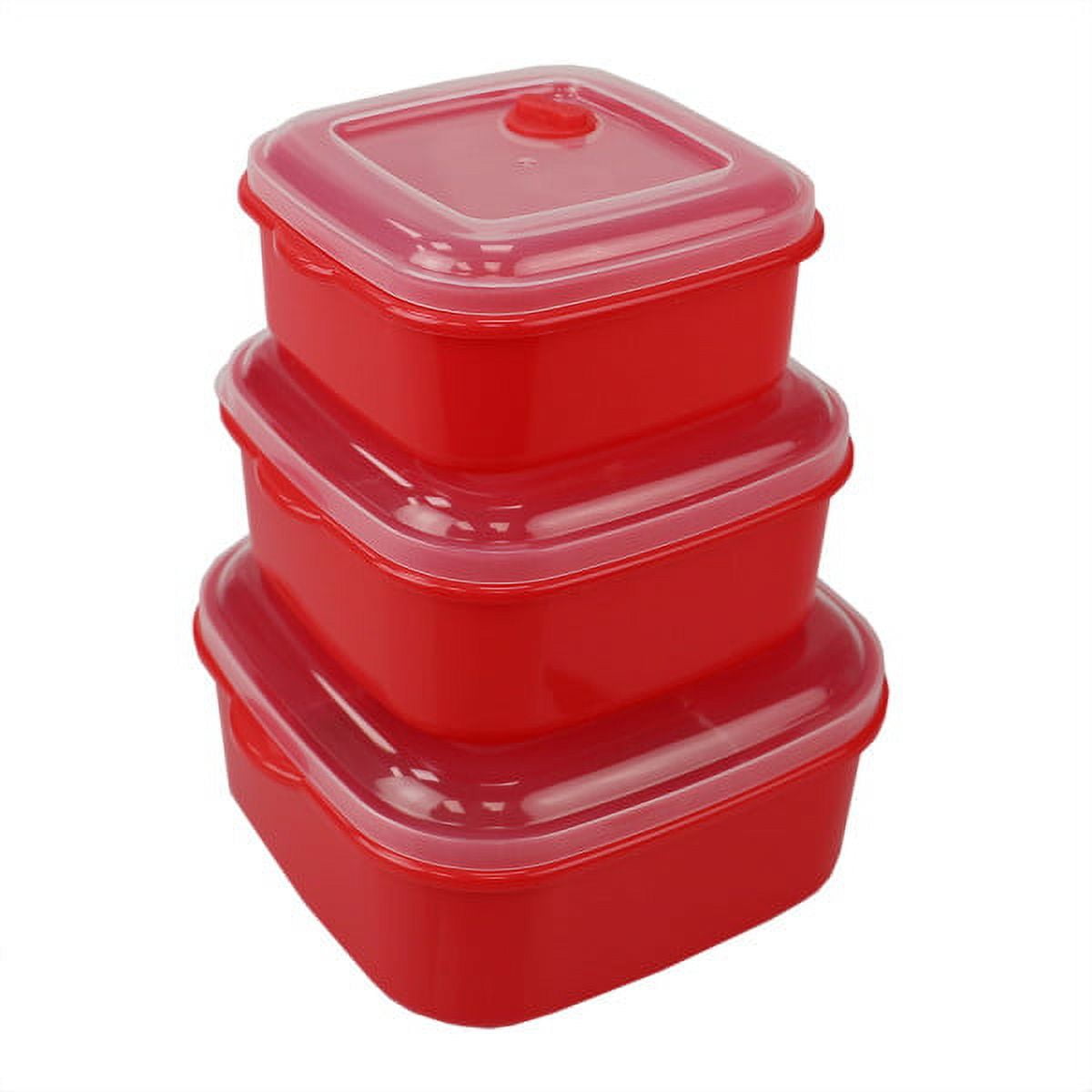 Microwave Safe Plastic Square Food Storage Containers (Pack of 3