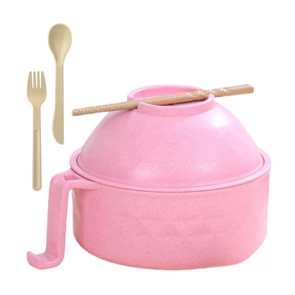 Microwave Safe Ramen Bowl, Ramen Cooker Ramen Bowl Set with Chopsticks, Lids, Handles, Portable Noodle Bowl Set, Instant Noodle Cooker for Home, Office, Dorm, Dishwasher Safe