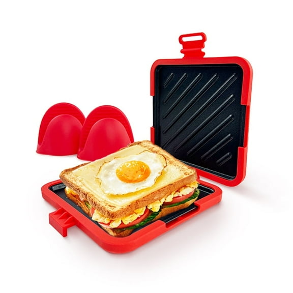 Microwave-Safe Sandwich Panini Maker , Dishwasher Safe & Time-Saving for Quick Toasties(LR Red 1 PCS)