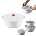 thumbnail image 1 of Microwave-Safe Soup Bowl and Rice Steamer Set, Microwave Bowl with Lid Heating Dish Noodle Bowl Storage Plate Soup Bowl with Handle Easy To Microwave Cookware Kitchen College Dorm, 1 of 10