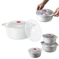 thumbnail image 1 of Microwave-Safe Soup Bowl and Rice Steamer Set, Microwave Bowl with Lid Heating Dish Noodle Bowl Storage Plate Soup Bowl with Handle Easy To Microwave Cookware Kitchen College Dorm, 1 of 10
