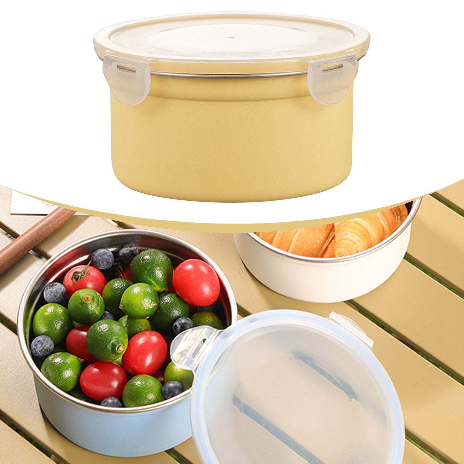 Microwave Safe Stainless Steel Food Storage Container (Yellow ...