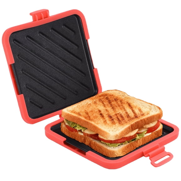 Microwave Sandwich Maker, Portable Sandwich Maker with Silicone Cover, Full Wrap Toastie Panini Press with Cast Iron Heating Plate, Fast Breakfast Cooking Tool for Home, Office, Travel