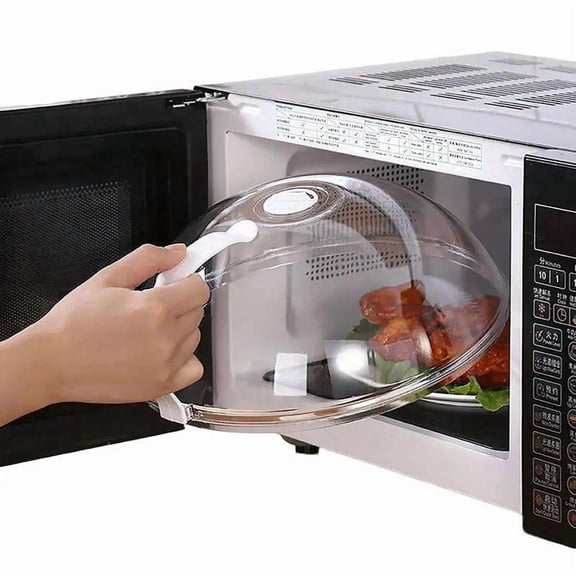 Microwave Splatter Cover with Adjustable Vent – Anti-Scald Handle, High-Temperature Resistant, Drip-Proof Base, Space-Saving Hanging Storage for Microwave Oven Cleanup