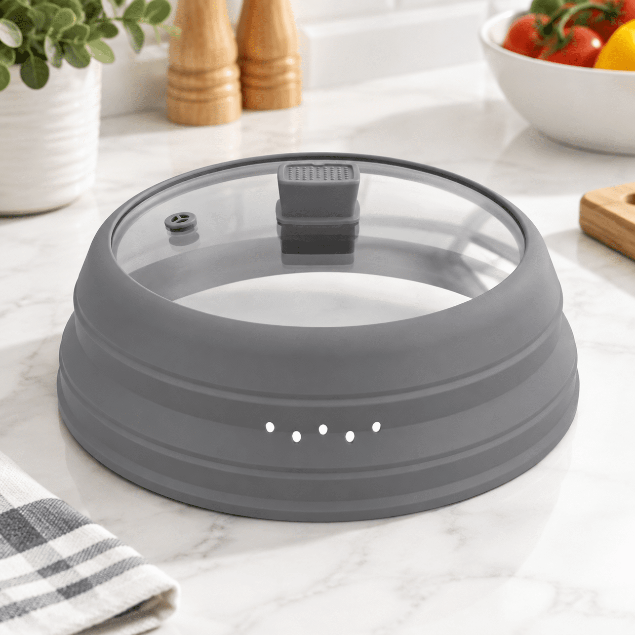 Microwave Splatter Cover Glguard Lid With Collapsible Silicone For Food ...