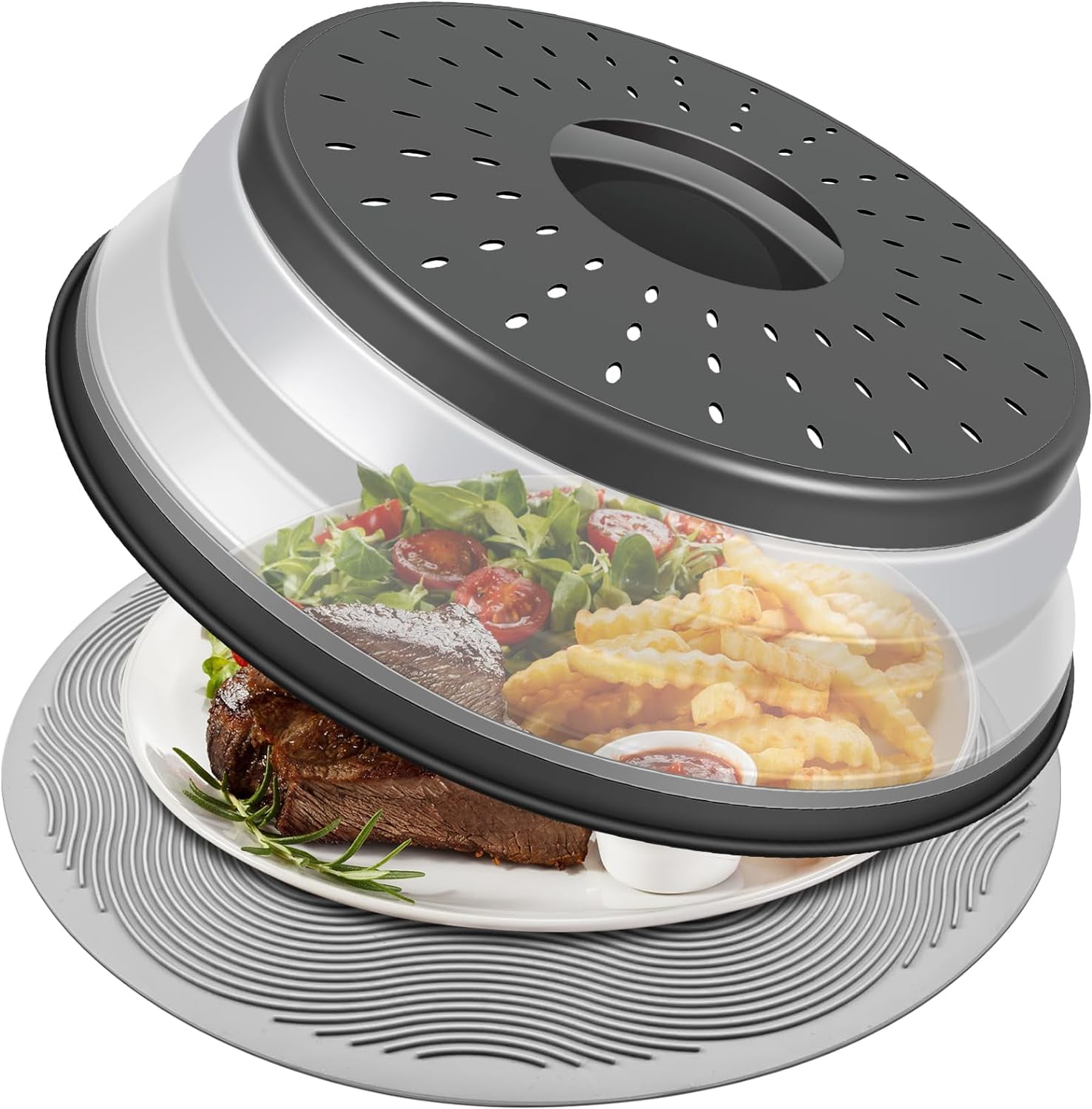 Microwave Splatter Cover Heating Folding Cover Silicone Fresh-keeping ...