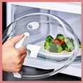 thumbnail image 1 of Microwave Splatter Cover, Transparent 9.2 / 10.5 Inch Anti-Splatter Lid with Steam Vents Holes & Handle, Food Cover for Food Microwave Oven Heating Oil Proof Cover - 2 colors (White,Silver), 1 of 6