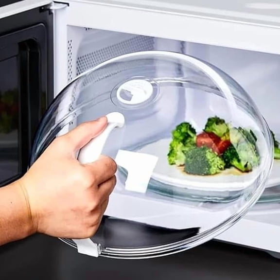 Microwave Splatter Cover - Transparent 9 Inch Anti-Splatter Lid with Steam Vents Holes & Handle, Plate Cover for Heating Food, Microwave Oven Heating Oil Proof Covers (1 pc)