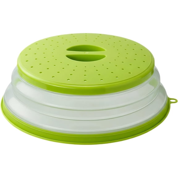 Microwave Splatter Cover for , Vented & Collapsible Splatter Guard Lid,Handle Microwave Plate Covers for Heating Kitchen for Meal Prep, Dishwasher Safe(Green)