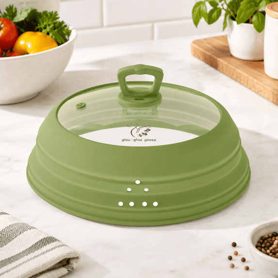 Microwave Splatter Cover Vented Glguard Lid With Collapsible Silicone ...