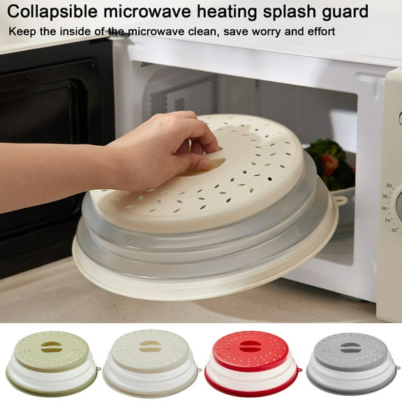 Microwave Splatter Cover with Handle Foldable Vented Lid with Hook Hole Splatter Guard for Plate Dish Bowl Heat-Resistant BPA-Free Kitchen Gadget