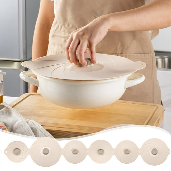 Microwave Splatter Covers Reusable Food Grade Suction Lids for Bowls Plates Pots Pans - Heat Resistant Leak Proof Covers for Cooking Storage & Leftovers(Beige),Ccwuwei