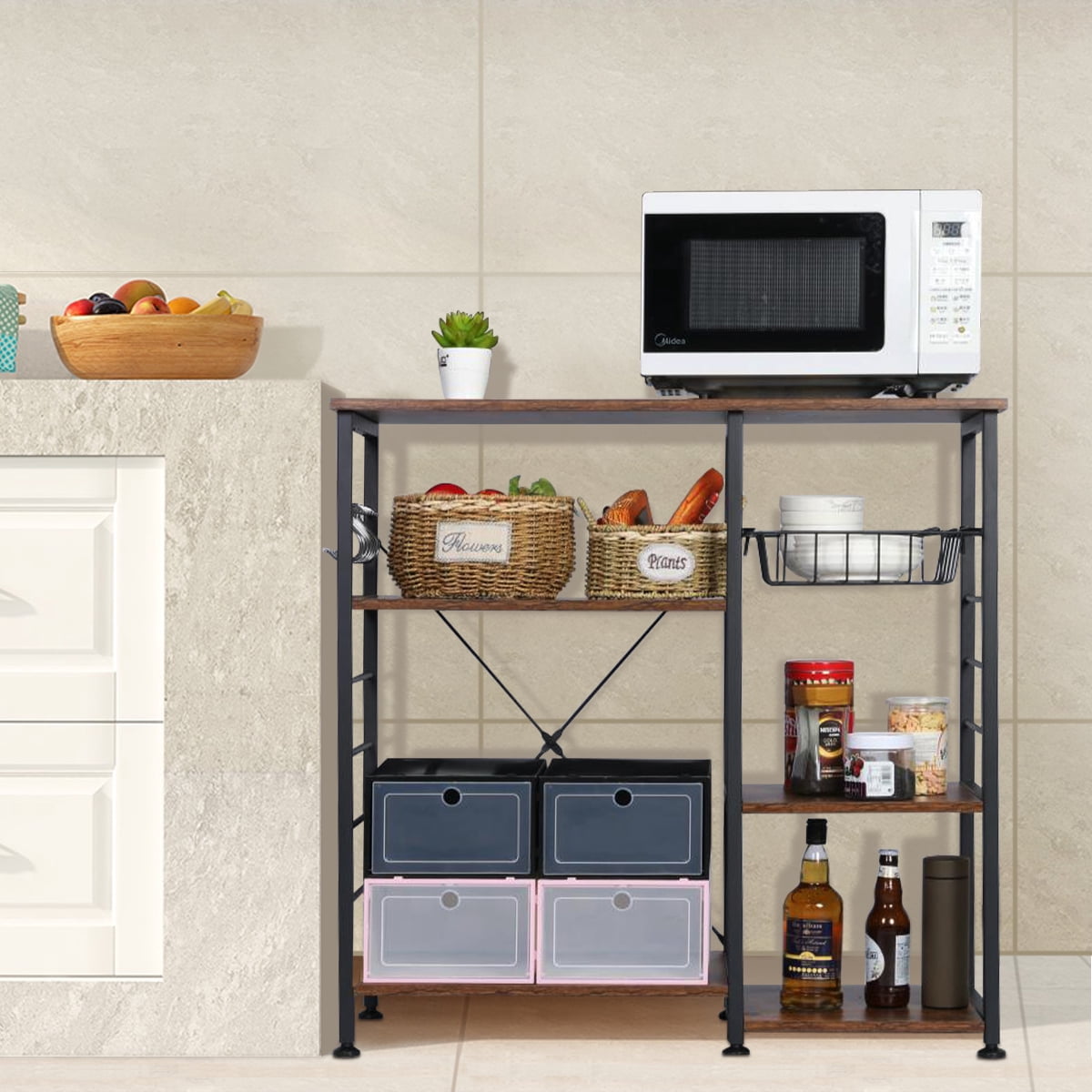 Service Rack In Kitchens Microwave Stand, Kingso Industrial Kitchen Shelf Cart Baker Rack ...