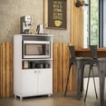 Microwave Stand with Kitchen Pantry or Office with 2 Doors and