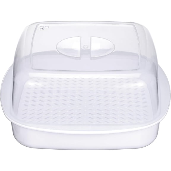 Microwave Steamer Box 7.5 Inch 3-Tier Cooking Steamer for Vegetables and Buns with Locking Lid and Removable Strainer Microwavable Food for Kitchen Use