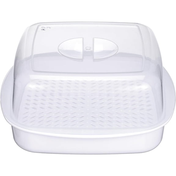 Microwave Steamer Box 7.5 Inch 3-Tier Cooking Steamer for Vegetables and Buns with Locking Lid and Removable Strainer Microwavable Food for Kitchen Use