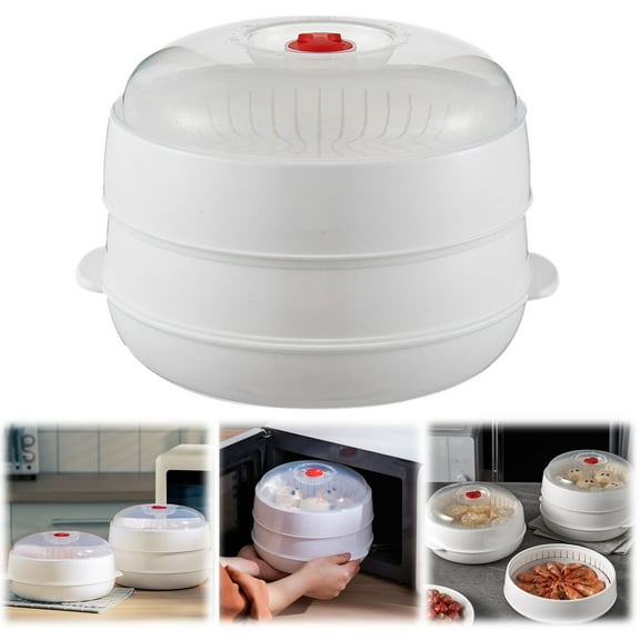 Microwave Steamer,Multifunctional Microwave Vegetable Steamer with a Transparent Lid,Cookware Micro Wave Dish,Kitchen Cooking Steamers for Cooking Dumplings,Vegetable(2 Layer)