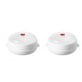 thumbnail image 1 of Microwave Steamer Rack Set of 2, Stackable Plastic Vegetable Steamer Basket with Lid, Dishwasher Safe Kitchen Utensils for Healthy Cooking, Fits Bowls & Plates, 1 of 5