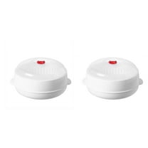 Microwave Steamer Rack Set of 2, Stackable Plastic Vegetable Steamer Basket with Lid, Dishwasher Safe Kitchen Utensils for Healthy Cooking, Fits Bowls & Plates