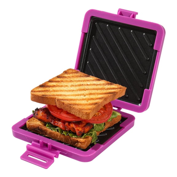 Microwave Toastie Sandwich Maker, Nonstick Plate Panini Maker, Versatile Wireless Small Toaster, Toastie Safe in Microwave Oven, Dishwasher Safe, Fast Cooking for Breakfast, Snacks, Purple