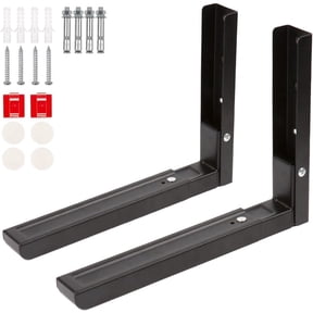 Microwave Wall Mount Brackets with Fixed Accessories, Foldable Microwave Shelf Wall Mount for Use in Home Kitchens, Saving Space, Black Powder-Coated Steel