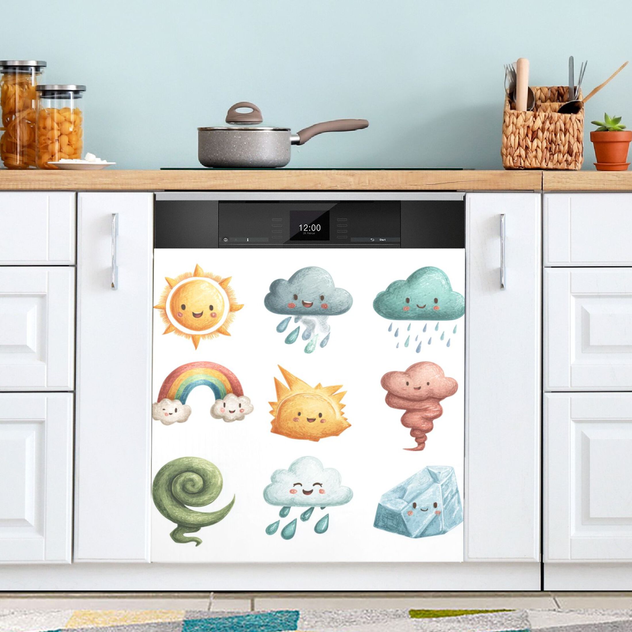 Microwave Washing Machine Stickers for Kitchen Home Decor Cute Weather ...