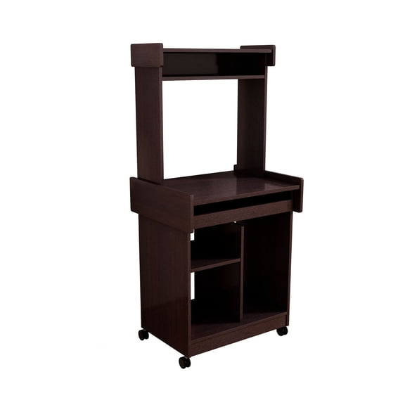 Microwave and Computer Station Cart | Mobile on Locking Castors | Particle Board + MDF Material | Store Electronic Accessories