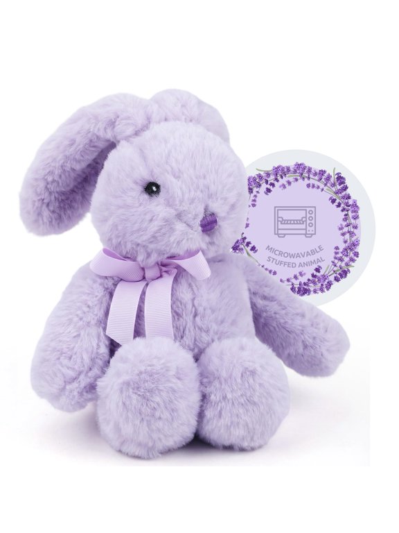 Microwave lavender rabbit plush, heated and lightweight stuffed animal plush toys, faux rabbit fur, scented partner for soothing relaxation, hand warmer for adults over 18, purple 7 inches