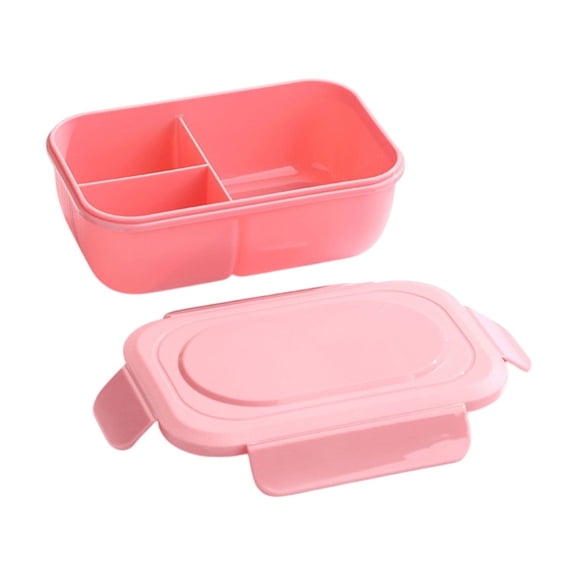 Microwaveable Bento Lunch Box - 3-Compartment Meal Prep Container, Stackable & Dishwasher Safe Food Storage (Pink)