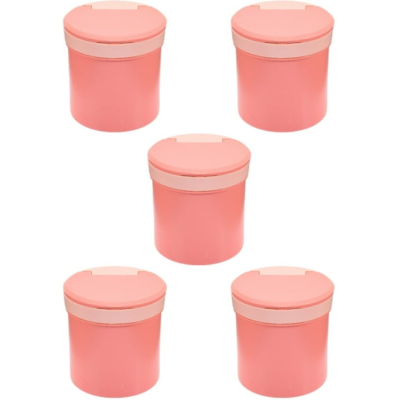 Microwaveable Mug Soup Cups with Lids Mason Jar Container for Food Oatmeal Micro-wave Oven Travel Plastic Pink 5 PCS