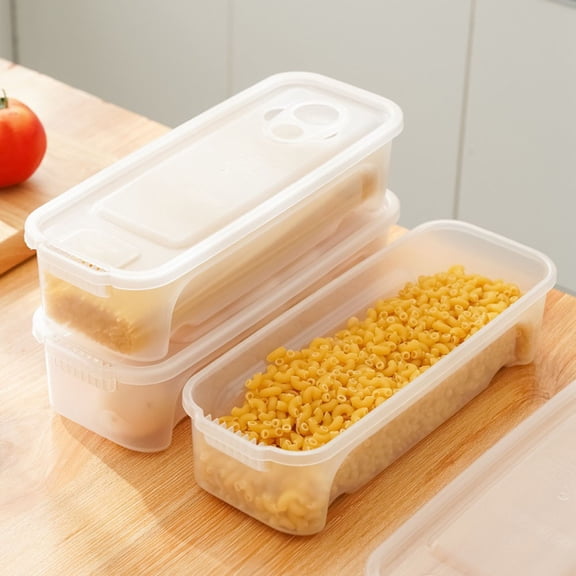 Microwaveable Pasta Cooking and Storage Box with Lid and Drain Holes, 1.3L PP Noodle Container for Quick Meal Prep, Dishwasher Safe Kitchen Organiser for Home, Parties and Everyday Use