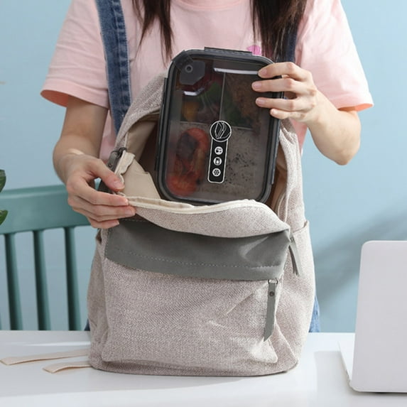 Microwaveable Plastic Bento Box - 3 Compartment Leak-Proof Lunch Container, BPA-Free Food-Grade Storage (Red/Gray/Khaki, 8.27x6.1x2.56in) for Stvdents & Office