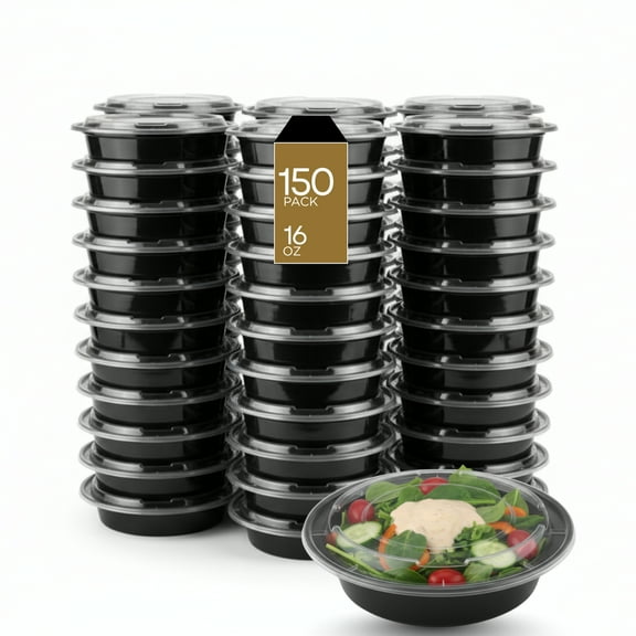 Microwaveable Round Container with Lid, 16oz