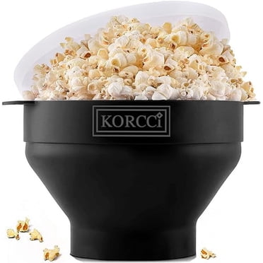 Microwaveable Silicone Popcorn Popper, BPA Free Microwave，Collapsible , Use In Microwave, Dishwasher Safe （Black）
