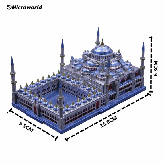 Microworld 3D Metal Nano Puzzle Games Turkey Blue Mosque Model Kits DIY Laser Cutting Jigsaw Toys Christmas Gifts For Teen Adult