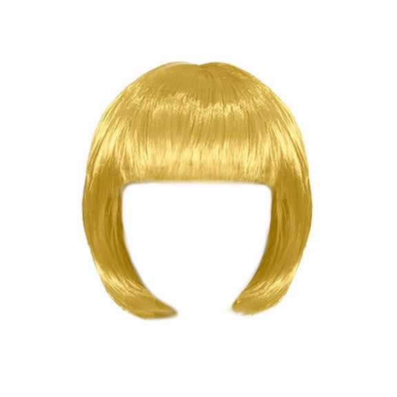 Mictong 10 inch straight Bob wig with bangs, high-quality short straight bangs wig, fashionable Bob wig with bangs, soft high-temperature silk straight hair wig, 1 piece, yellow