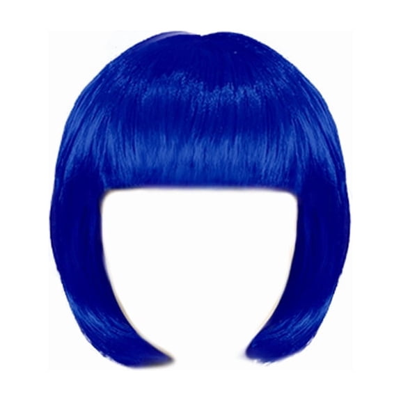 Mictong 10 inch straight Bob wig with bangs, high-quality short straight bangs wig, fashionable Bob wig with bangs, soft high-temperature silk straight hair wig, 1 piece, blue