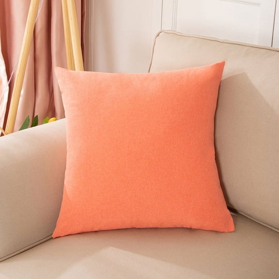 Mictong 2-piece set 20 20 inch Orange square decorative pillowcase, silky soft plush pillowcase for sofa, comfortable cushion cover for living room and bedroom