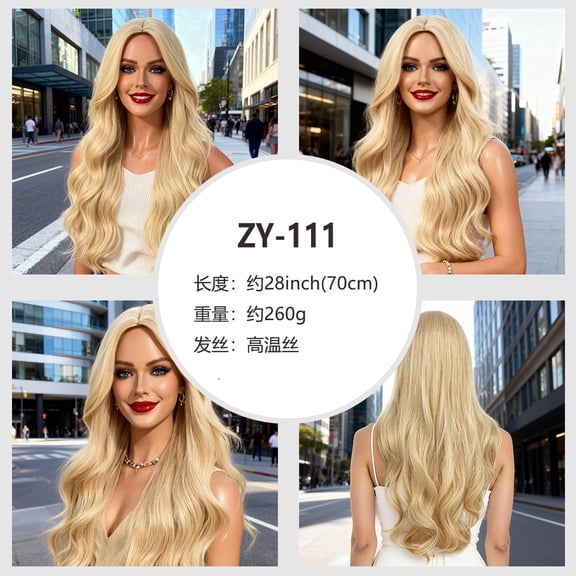 Mictong 28 inch long wave wig, high-quality glue free wave wig, premium synthetic wave wig, fashionable and natural long wig, soft high-temperature silk wig, 1 piece, style G