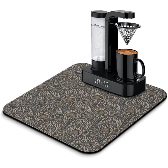 Mictong Absorbent Coffee Bar Mat, suitable for countertop absorption of hidden stains, rubber backed dish drying mat, suitable for placing under coffee and espresso machines, gray, 1 piece