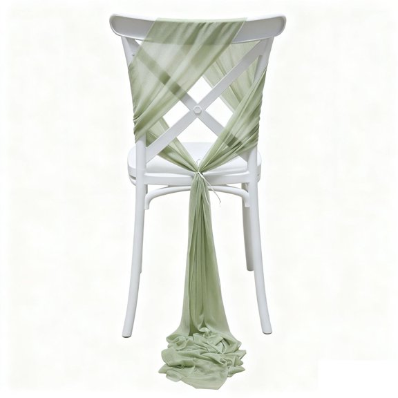 Mictong Banquet Polyester Chair Sashes, 7.88*108.27 Inches Elegant Chair Sash for Banquet & Event Decor, Wedding Chair Sashes for Party, Ceremony,Reception Decoration, Grey-green, 10 Pieces