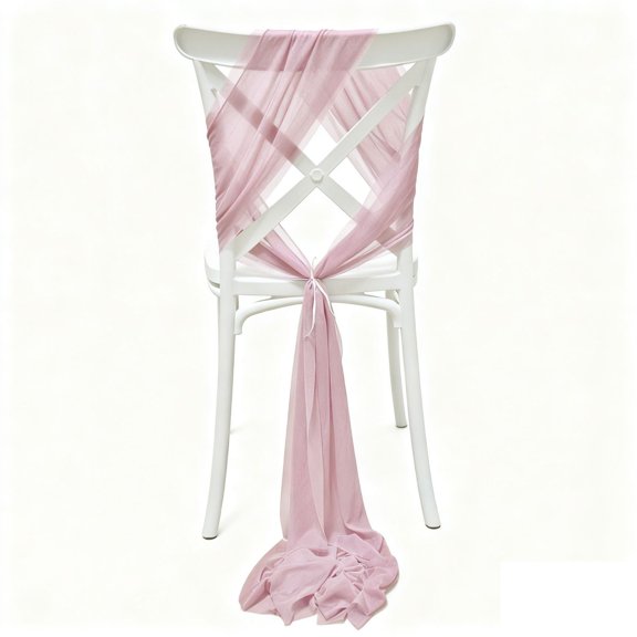 Mictong Banquet Polyester Chair Sashes, 7.88*108.27 Inches Elegant Chair Sash for Banquet & Event Decor, Wedding Chair Sashes for Party, Ceremony,Reception Decoration, Grey-pink, 10 Pieces