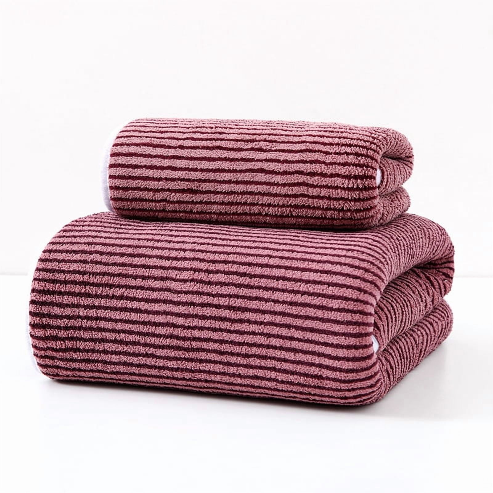 Mictong Bath Towel Set, Water Absorbing Quick Drying Soft Towel, Sizes 27.56 * 55.12 inches and 13.78 * 29.53 inches, Suitable for Daily Use in Home Bathroom, 2-piece Set, Style F, cameo brown