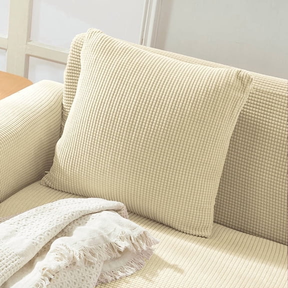 Mictong Beige Polyester Elastic Fabric Pillow 2 Pieces 17.72*17.72 Inches, Bay Window, Living Room Sofa Backrest Cushion And Bedroom Bed Decoration
