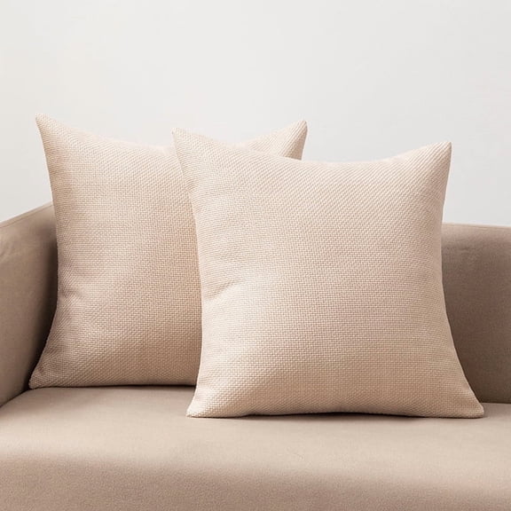 Mictong Beige Square Linen Pillow, 1 Piece, 15.75 * 15.75 Inches, Modern Country Style Pillow, Decorative Pillow For Living Room Sofa And Bedroom Bed