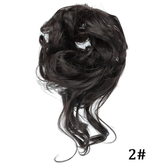 Mictong Black Long Hair Tie Wig Loop 1 Piece, 7.87 Inch Curly And Messy Hair Tie, Elastic Headband Hair Patches, Suitable For Short Hair, Quick Wear In Daily Life