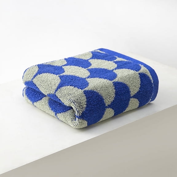Mictong Blue Pure Cotton Geometric Shape Towel -2 Pieces, 29.53X13.39 Inches, Super Absorbent Soft Towel, Suitable For Daily Use In Households, Gyms, Bathroom Towels