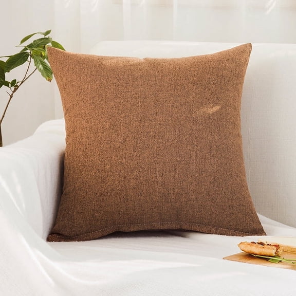 Mictong Brown Cotton And Hemp Sofa Decorative Pillow Set, 1 Piece, 15.75 * 15.75 Inches, Machine Washable Pillowcase, Soft Living Room Home Decor Pillow