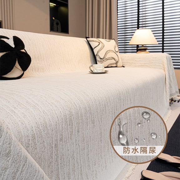 Mictong Chenille couch Covers, Bohemian Style couch Cover, Universal couch Cover, Waterproof and Washable couch Protection Cover, Suitable for Double couch, 70.87 * 90.56 inches, 1 piece, Milk White